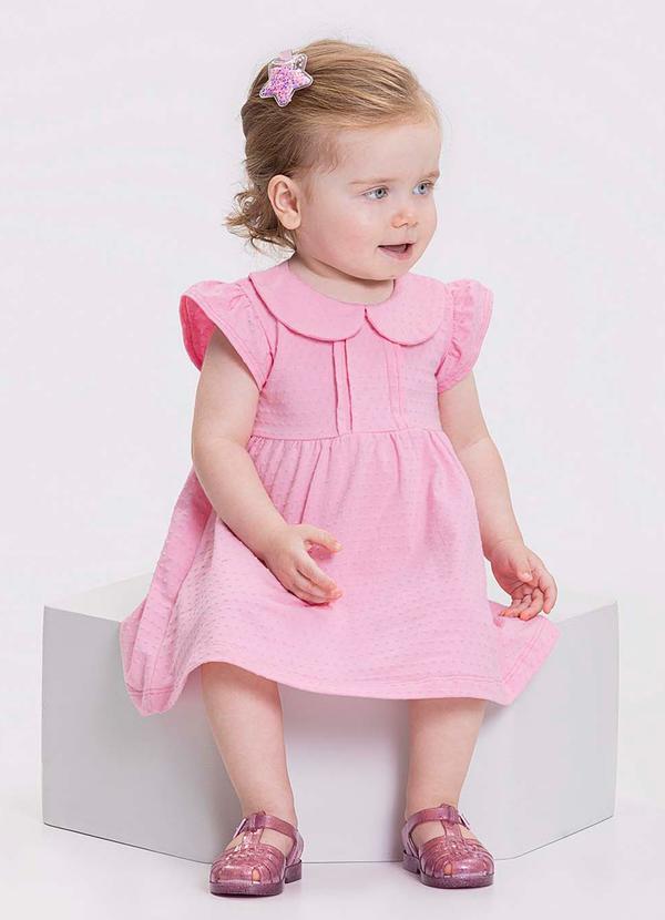 Alakazoo - Vestido Gola Dupla Malha TexturizadaRosa