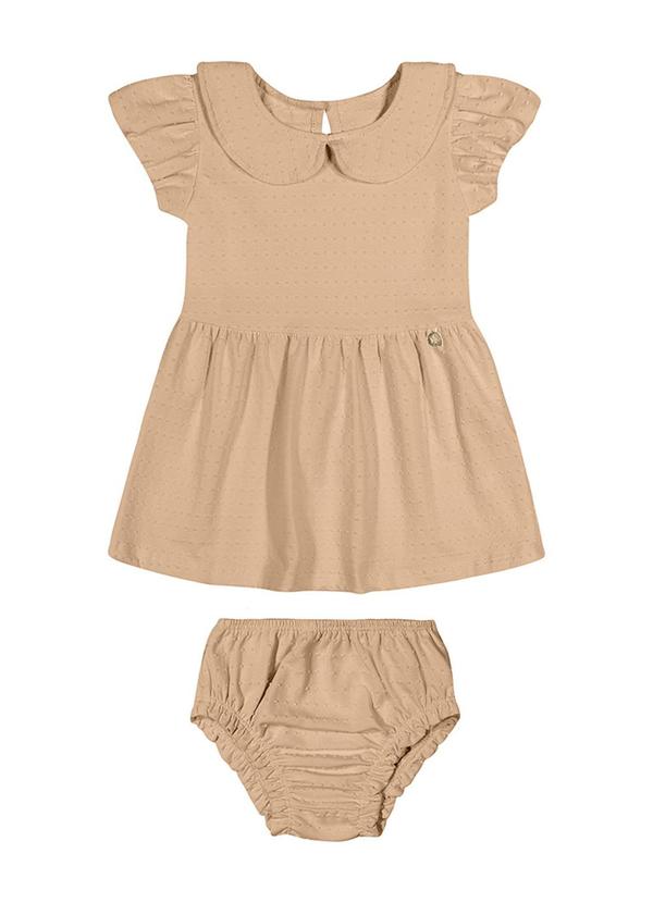 Alenice - Vestido Gola Laço Menina Marrom