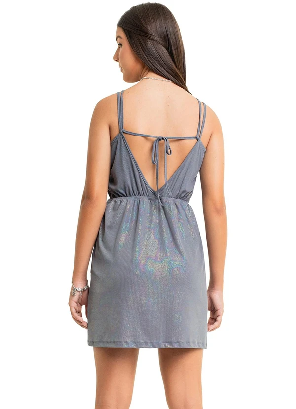 Gloss - Vestido Holográfico Juvenil Cinza 2