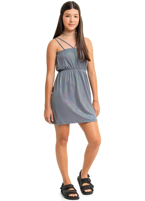 Gloss - Vestido Holográfico Juvenil Cinza 3