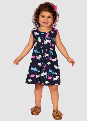 Turminha - Vestido Inf Meia Malha Cat Azul - TURMINHA