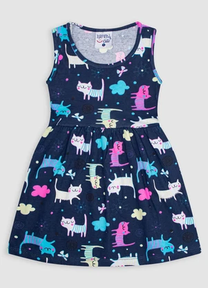 Turminha - Vestido Inf Meia Malha Cat Azul - TURMINHA