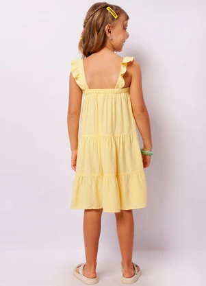 Torra - Vestido Infantil Alça Babado Três Marias Amarelo - TORRA