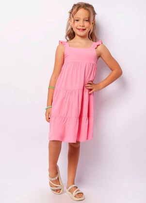 Torra - Vestido Infantil Alça Babado Três Marias Rosa - TORRA
