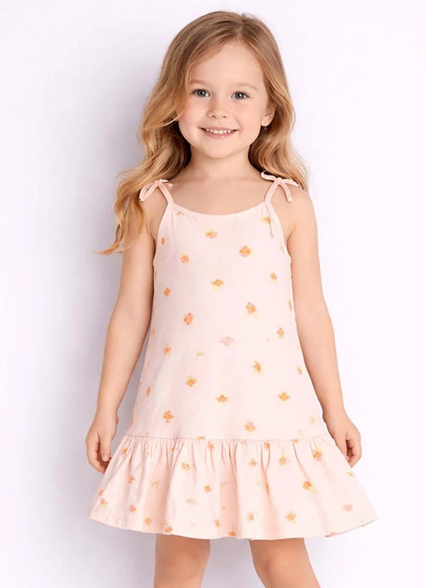Select - Vestido Infantil Alça com Laço nas Pontas Rosa