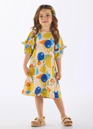 Up Baby - Vestido Infantil Algodão Bege - UP BABY