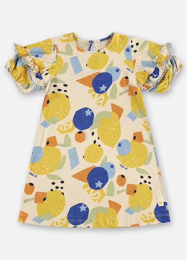 Up Baby - Vestido Infantil Algodão Bege 2