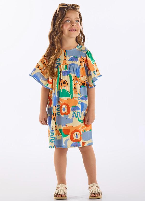 Up Baby - Vestido Infantil Algodão Bege