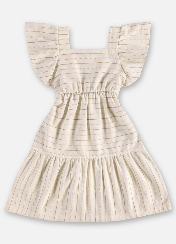 Up Baby - Vestido Infantil Algodão com Faixa Bege 3