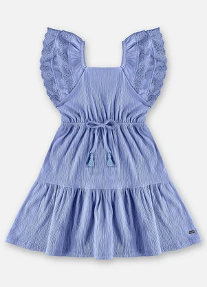 Up Baby - Vestido Infantil Algodão e Elastano Azul - UP BABY
