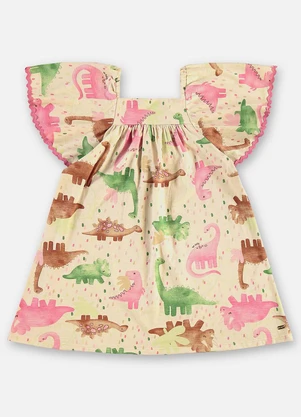 Up Baby - Vestido Infantil Algodão e Linho Bege - UP BABY