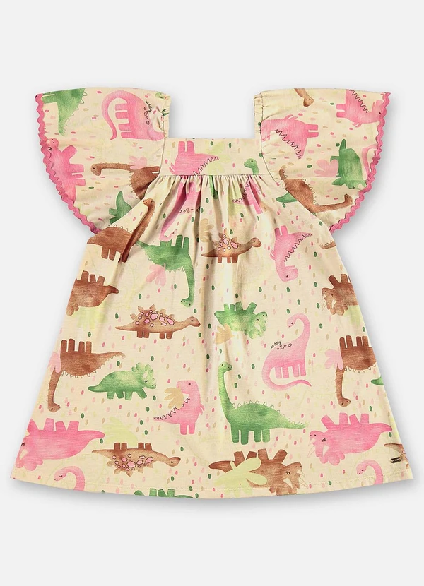 Up Baby - Vestido Infantil Algodão e Linho Bege 2