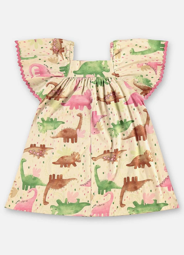 Up Baby - Vestido Infantil Algodão e Linho Bege 3