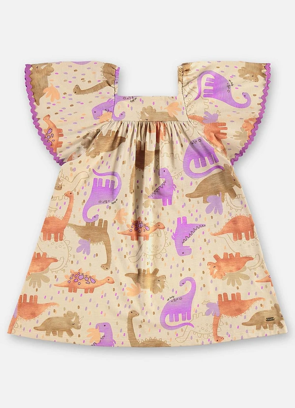 Up Baby - Vestido Infantil Algodão e Linho Bege 2