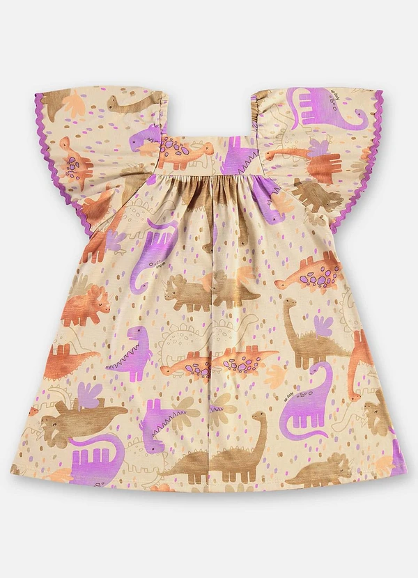 Up Baby - Vestido Infantil Algodão e Linho Bege 3