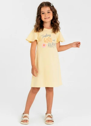 Guloseima - Vestido Infantil Algodão e Linho Amarelo - GULOSEIMA