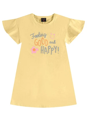 Guloseima - Vestido Infantil Algodão e Linho Amarelo - GULOSEIMA