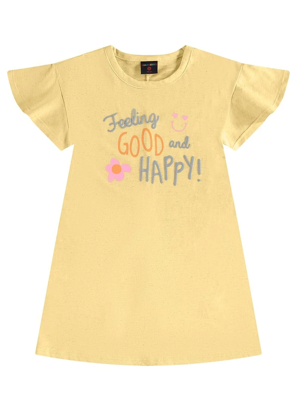 Guloseima - Vestido Infantil Algodão e Linho Amarelo 2