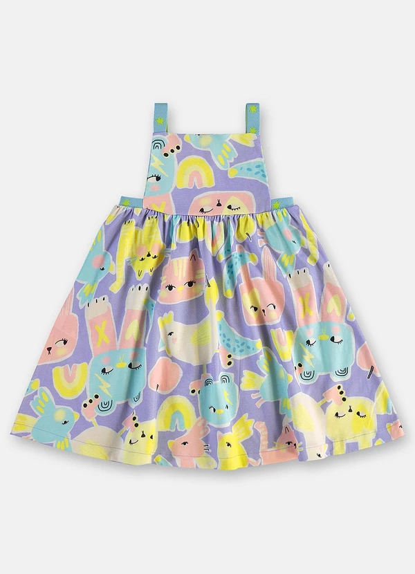 Três e Já - Vestido Infantil Algodão e Viscose Azul 3