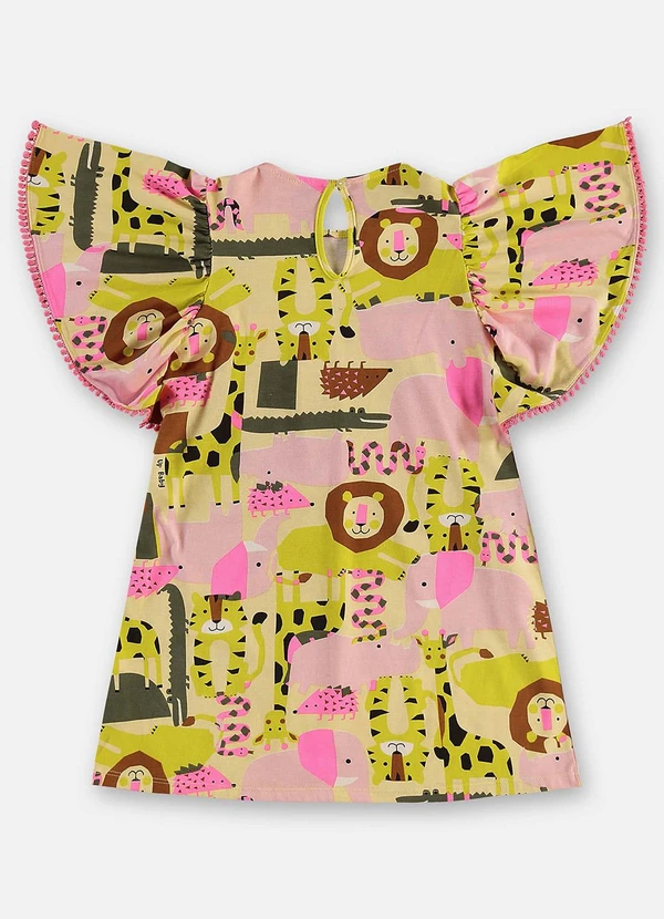 Up Baby - Vestido Infantil Algodão Estampado Bege 3
