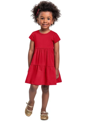 Bee Loop - Vestido Infantil Algodão Vermelho - BEE LOOP