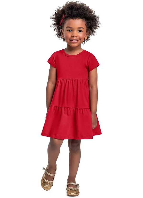 Bee Loop - Vestido Infantil Algodão Vermelho