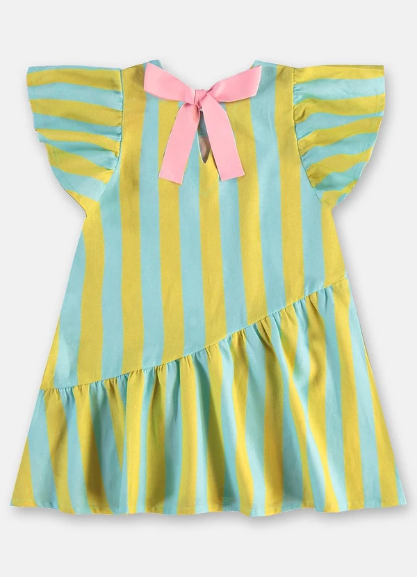 Três e Já - Vestido Infantil Amplo com Linho Verde 4