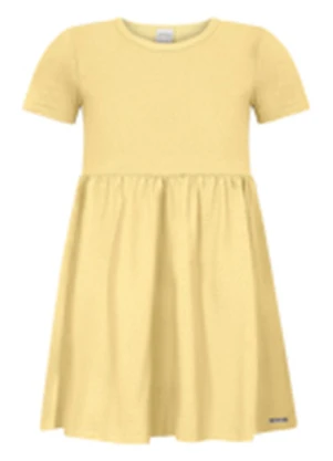 Alakazoo - Vestido Infantil Básico de Mangas Curtas Amarelo - ALAKAZOO