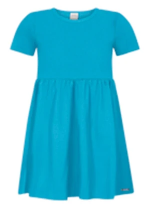 Alakazoo - Vestido Infantil Básico de Mangas Curtas Azul - ALAKAZOO