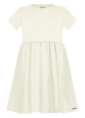 Alakazoo - Vestido Infantil Básico de Mangas Curtas Off White - ALAKAZOO