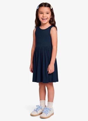 Rovi Kids - Vestido Infantil Básico em Cotton Leve Azul - ROVI KIDS