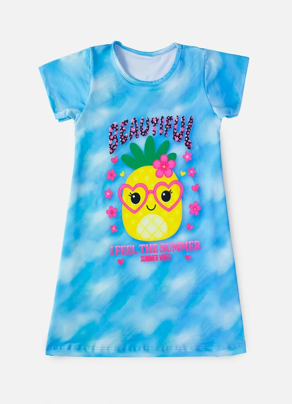 Laluna - Vestido Infantil Beautiful Abacaxi Azul 3