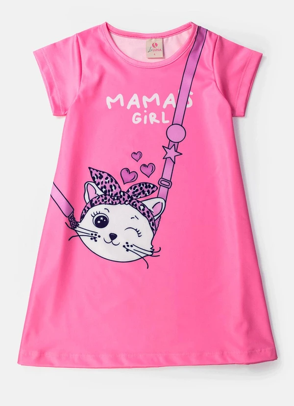 Laluna - Vestido Infantil Bolsa Gato Rosa 2