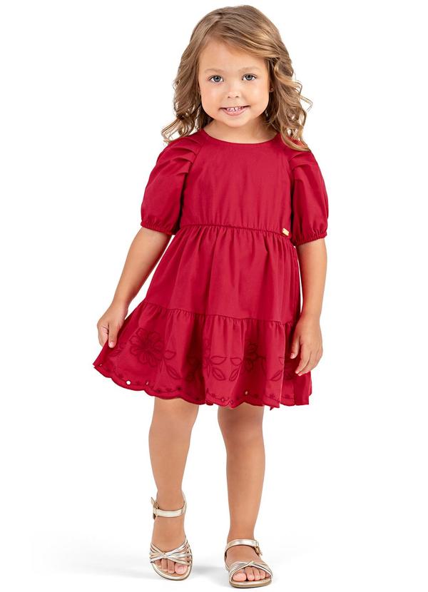 Colorittá - Vestido Infantil  Bordado Colorittá Vermelho