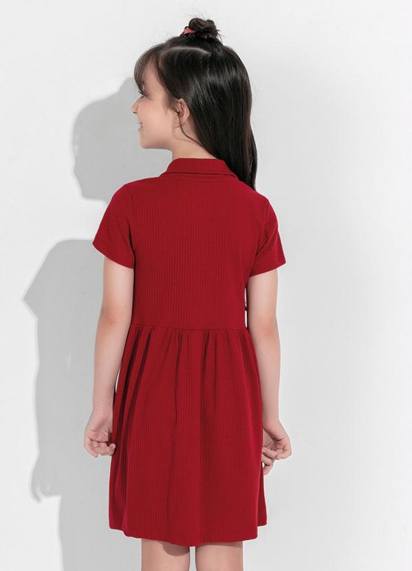 Moda Pop - Vestido Infantil Bordô Gola Pólo 2