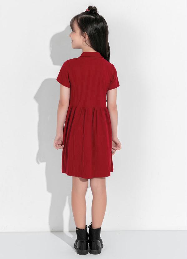 Moda Pop - Vestido Infantil Bordô Gola Pólo 4