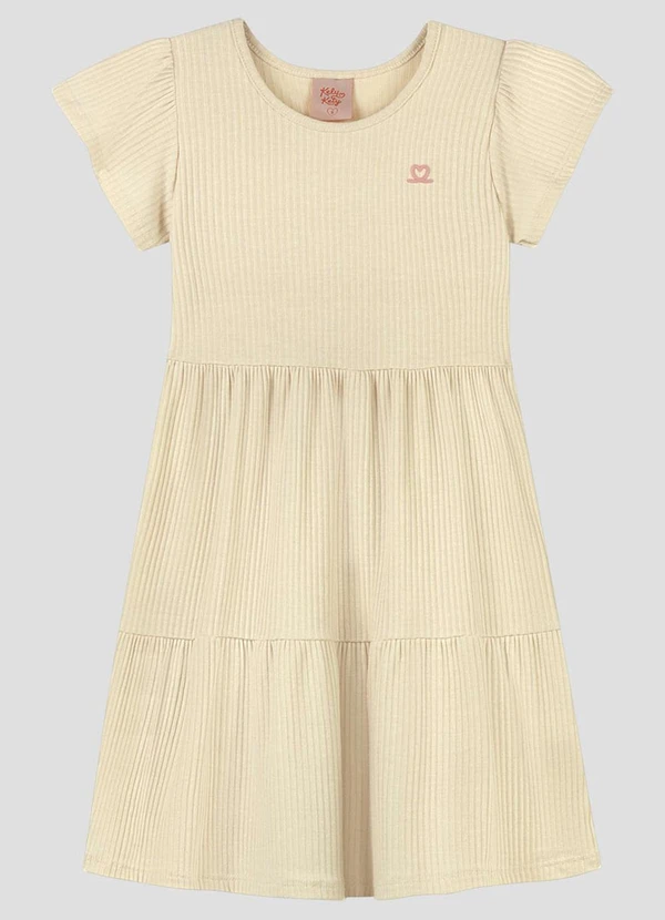 Kely Kety - Vestido Infantil Canelado Bege
