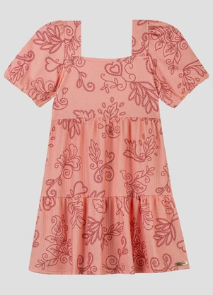 Kely Kety - Vestido Infantil Canelado com Elastano Rosa - KELY KETY
