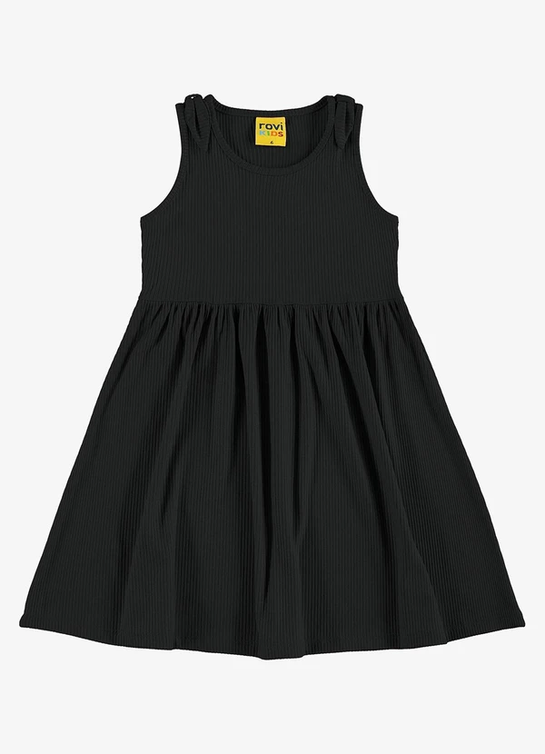Rovi Kids - Vestido Infantil Canelado Lurex Preto
