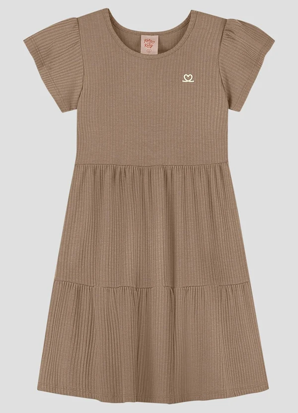 Kely Kety - Vestido Infantil Canelado Marrom