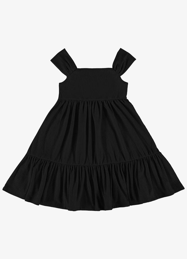 Rovi Kids - Vestido Infantil Canelado Preto