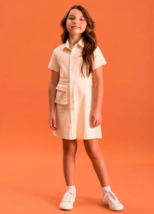 Bugbee - Vestido Infantil Cargo Utilitário Amarelo - BUGBEE