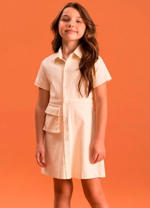 Bugbee - Vestido Infantil Cargo Utilitário Amarelo - BUGBEE