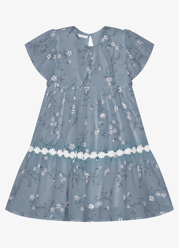 Trick Nick - Vestido Infantil Chiffon Florido Azul