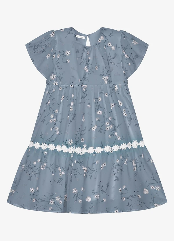 Trick Nick - Vestido Infantil Chiffon Florido Azul