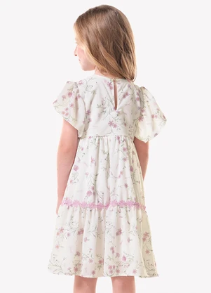 Trick Nick - Vestido Infantil Chiffon Florido Bege - TRICK NICK