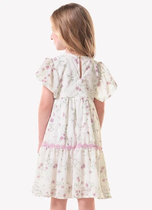 Trick Nick - Vestido Infantil Chiffon Florido Bege - TRICK NICK