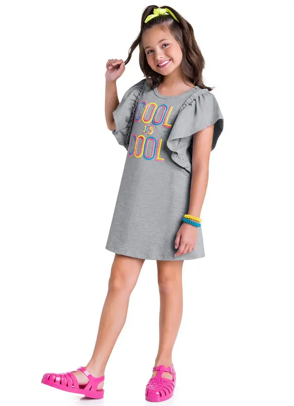 Kyly - Vestido Infantil Cinza