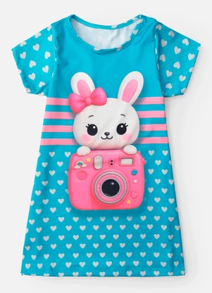 Laluna - Vestido Infantil Coelha de Câmera Verde - LALUNA