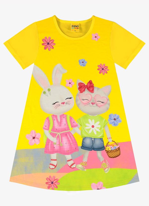 Rovi Kids - Vestido Infantil Coelhinhos Amarelo